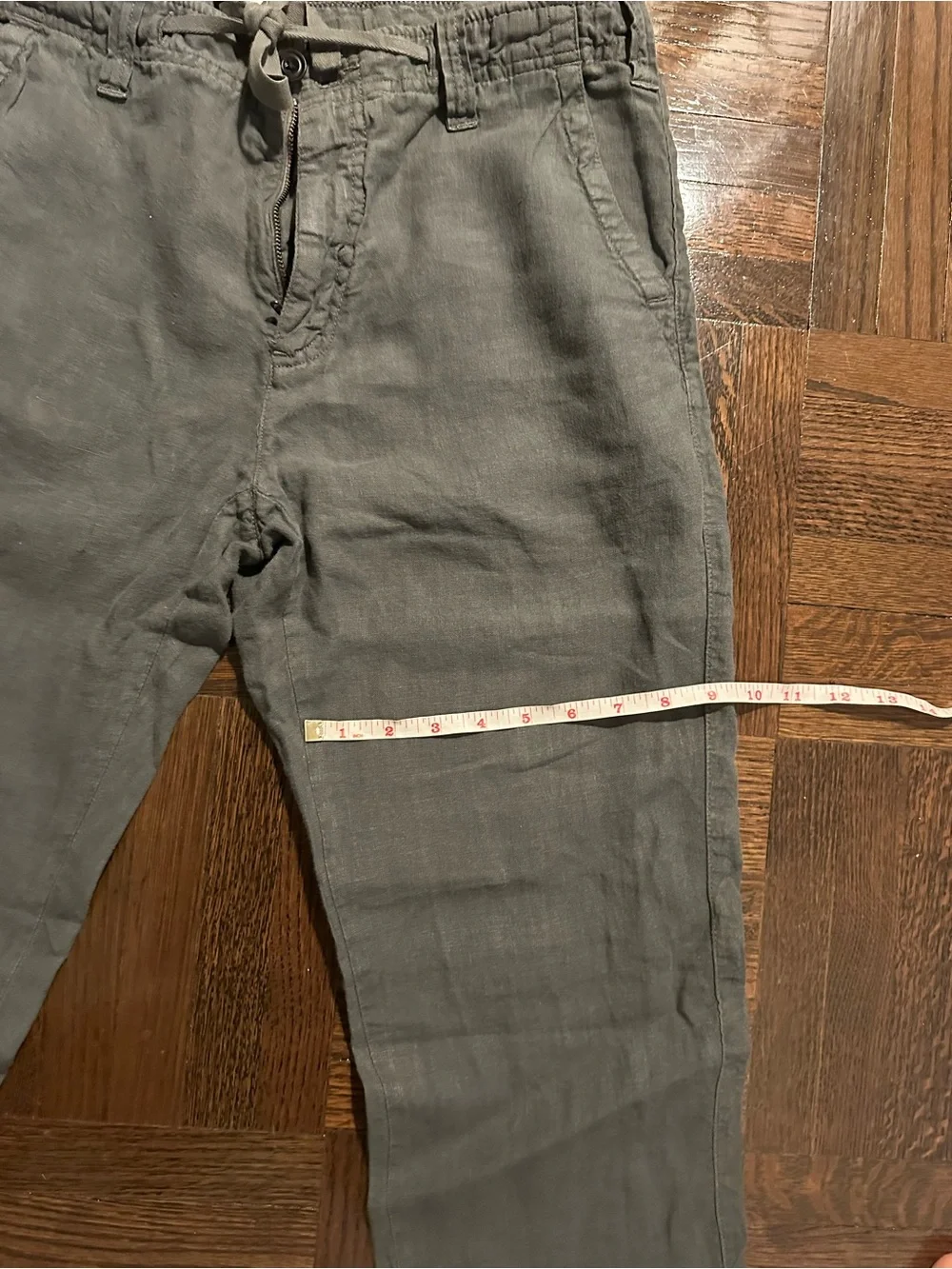 Hartford Slim Men's Light Gray Linen Drawstring Chinos French